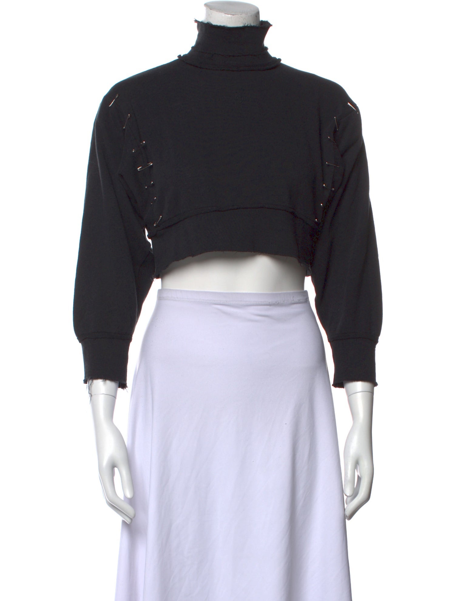 Sami Miro Vintage Turtleneck Three-Quarter Sleeve Crop Top