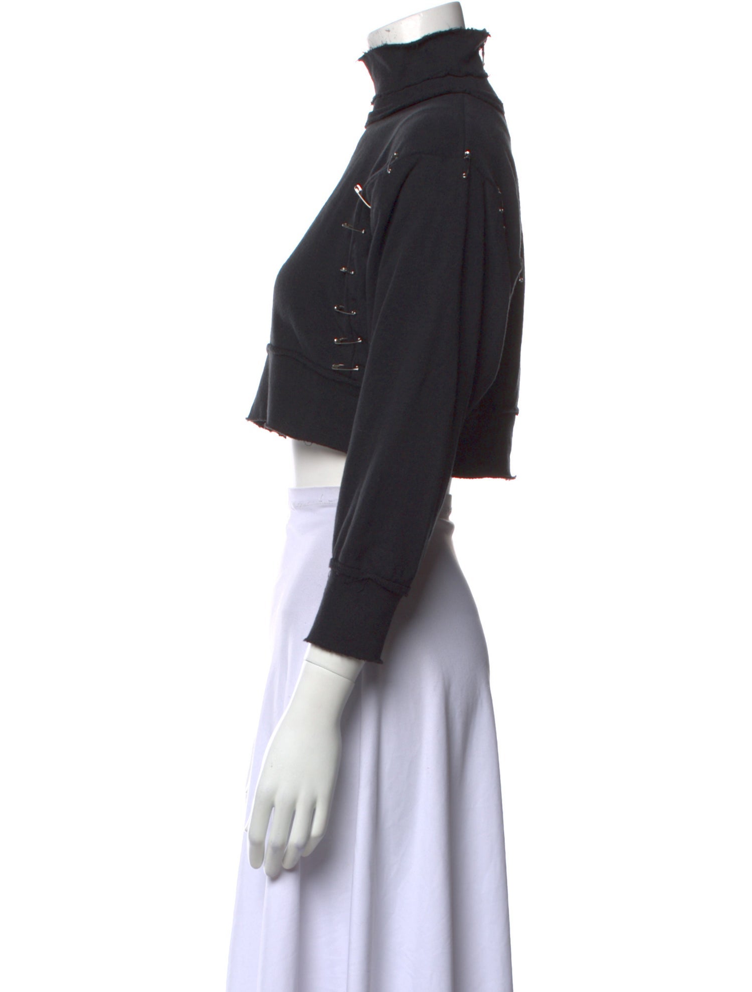 Sami Miro Vintage Turtleneck Three-Quarter Sleeve Crop Top