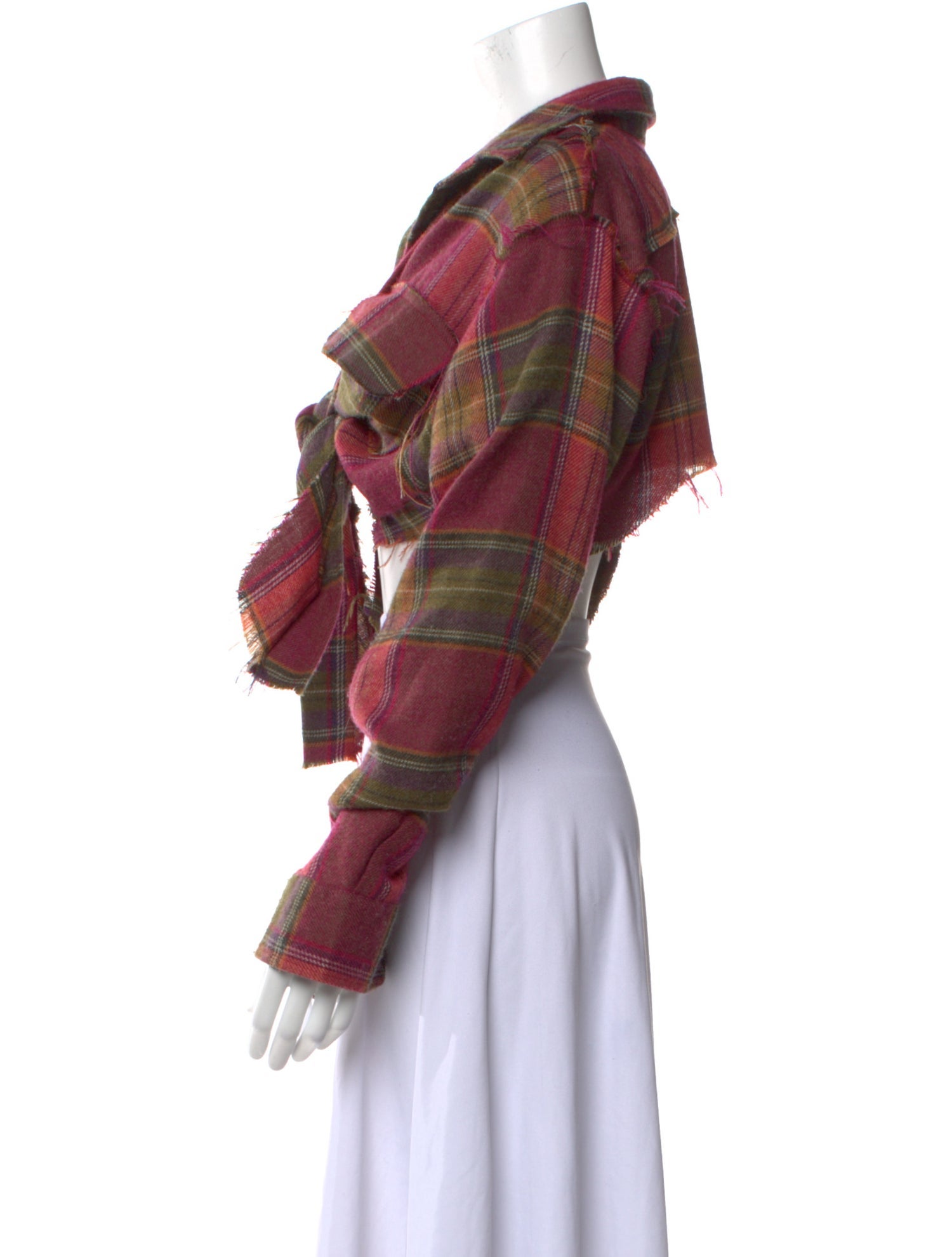 Sami Miro Vintage Wool Plaid Print Crop Top