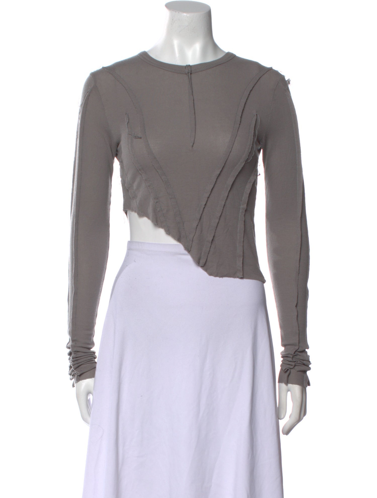 Sami Miro Vintage Bateau Neckline Long Sleeve Crop Top