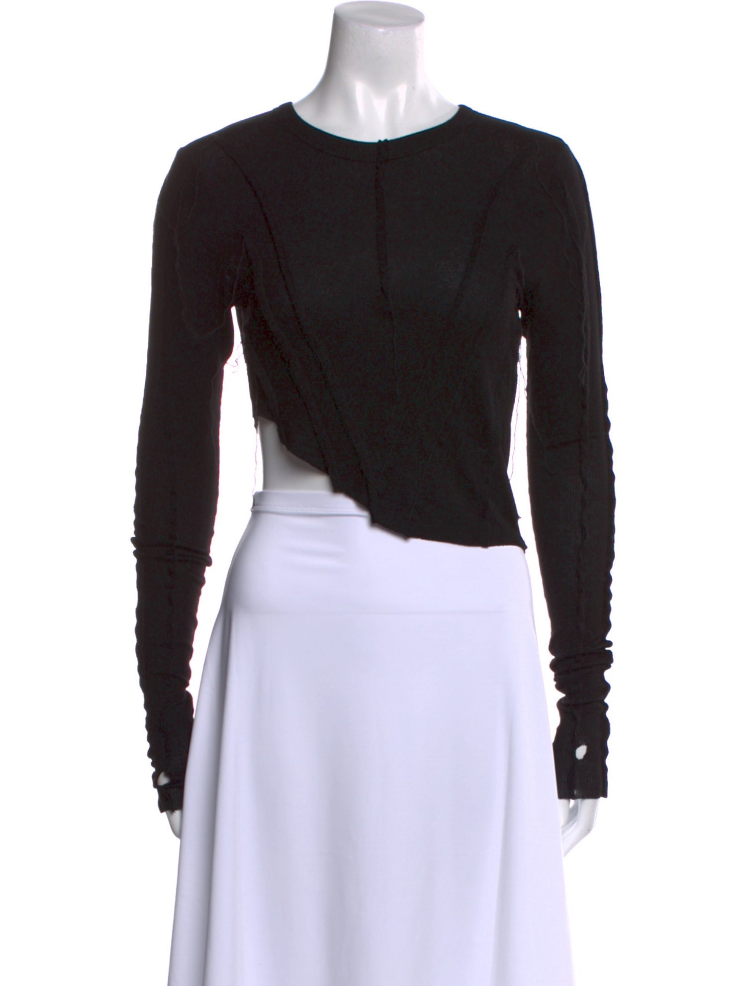 Sami Miro Vintage Crew Neck Long Sleeve Crop Top