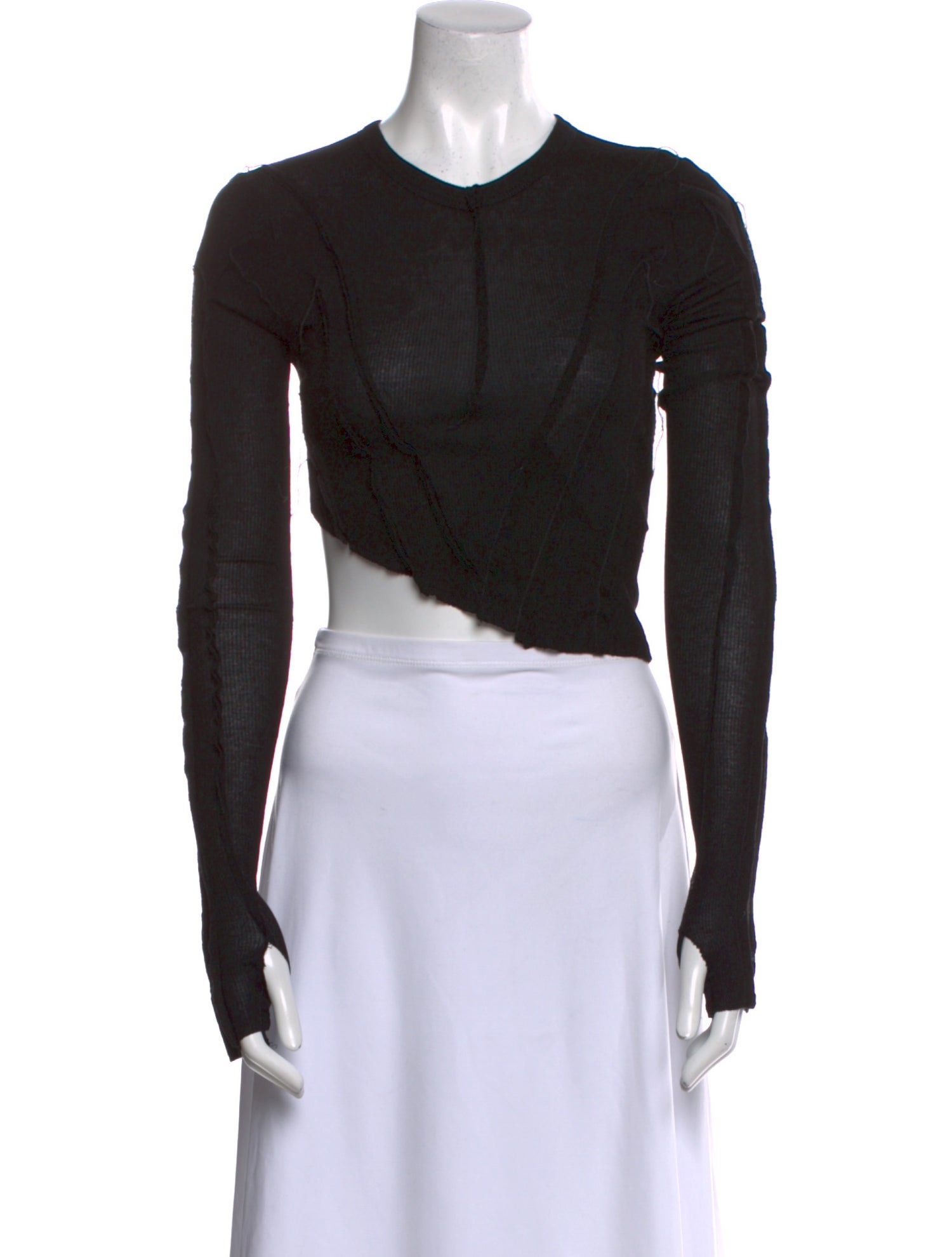 Sami Miro Vintage Crew Neck Long Sleeve Crop Top