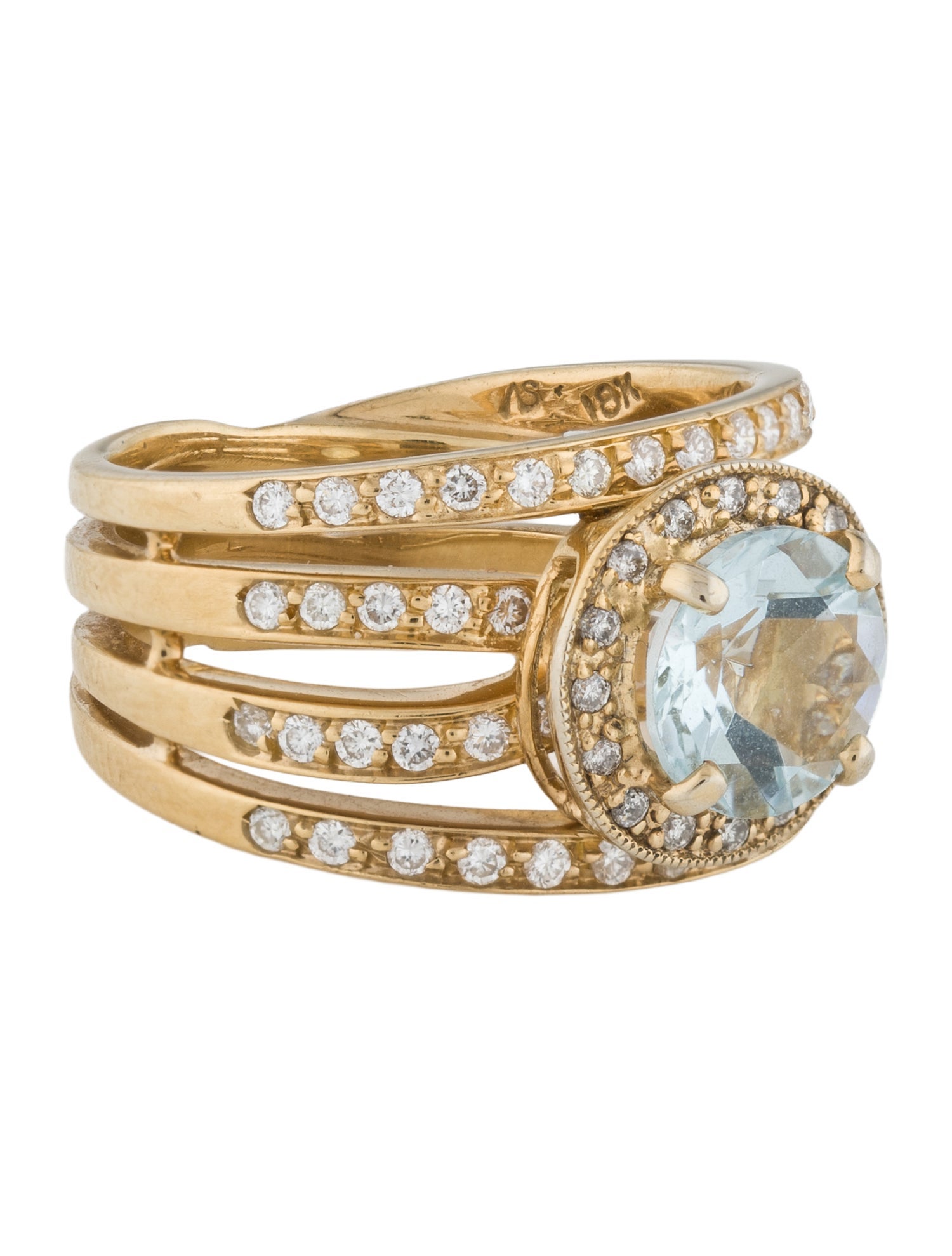 Sauer 18K 1.57ctw Aquamarine & Diamond Band Ring