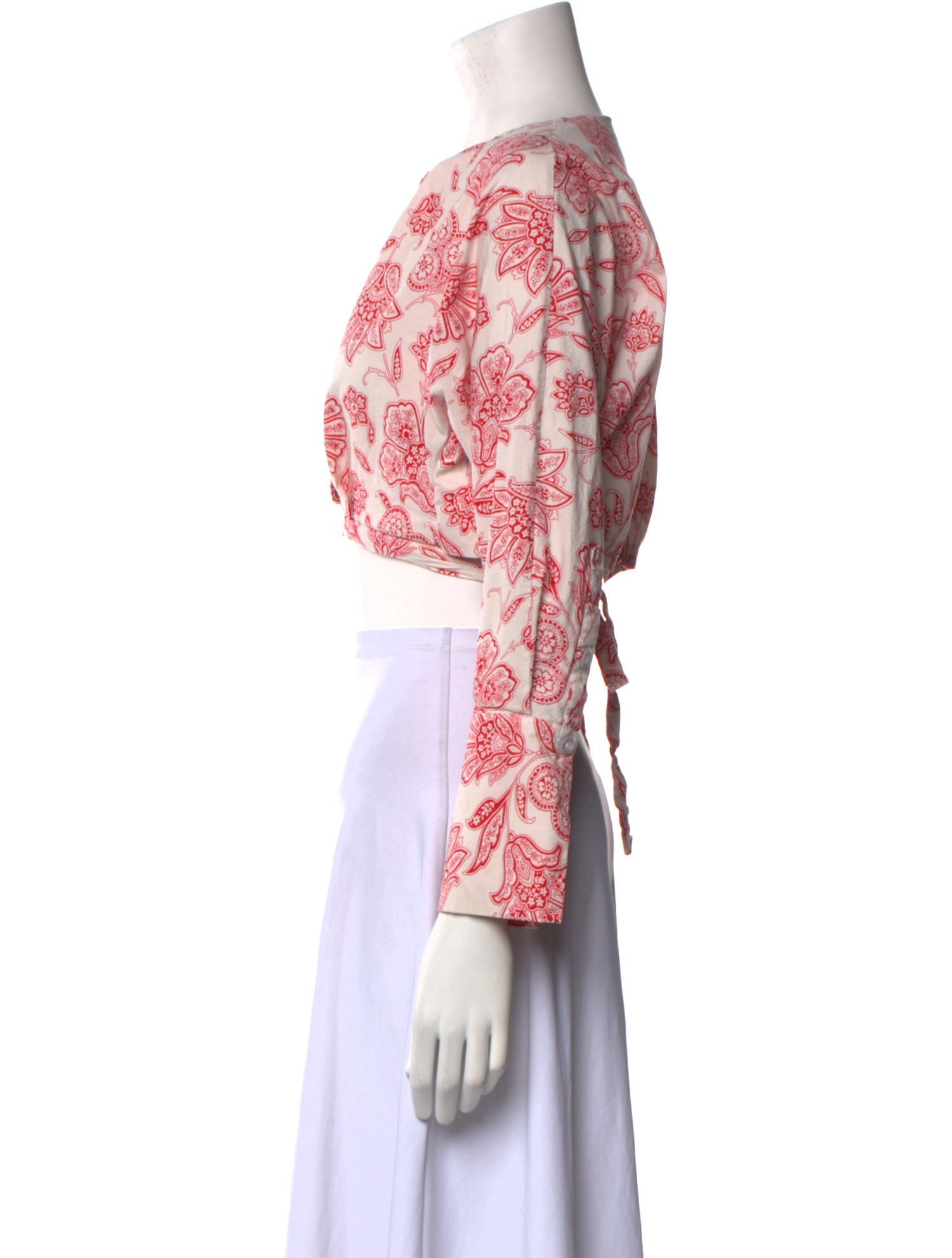 Saunders Paisley Print Crew Neck Crop Top