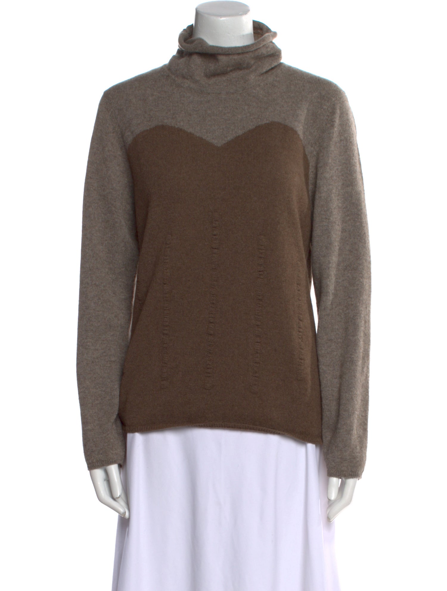 Saved NY Colorblock Pattern Turtleneck Sweater