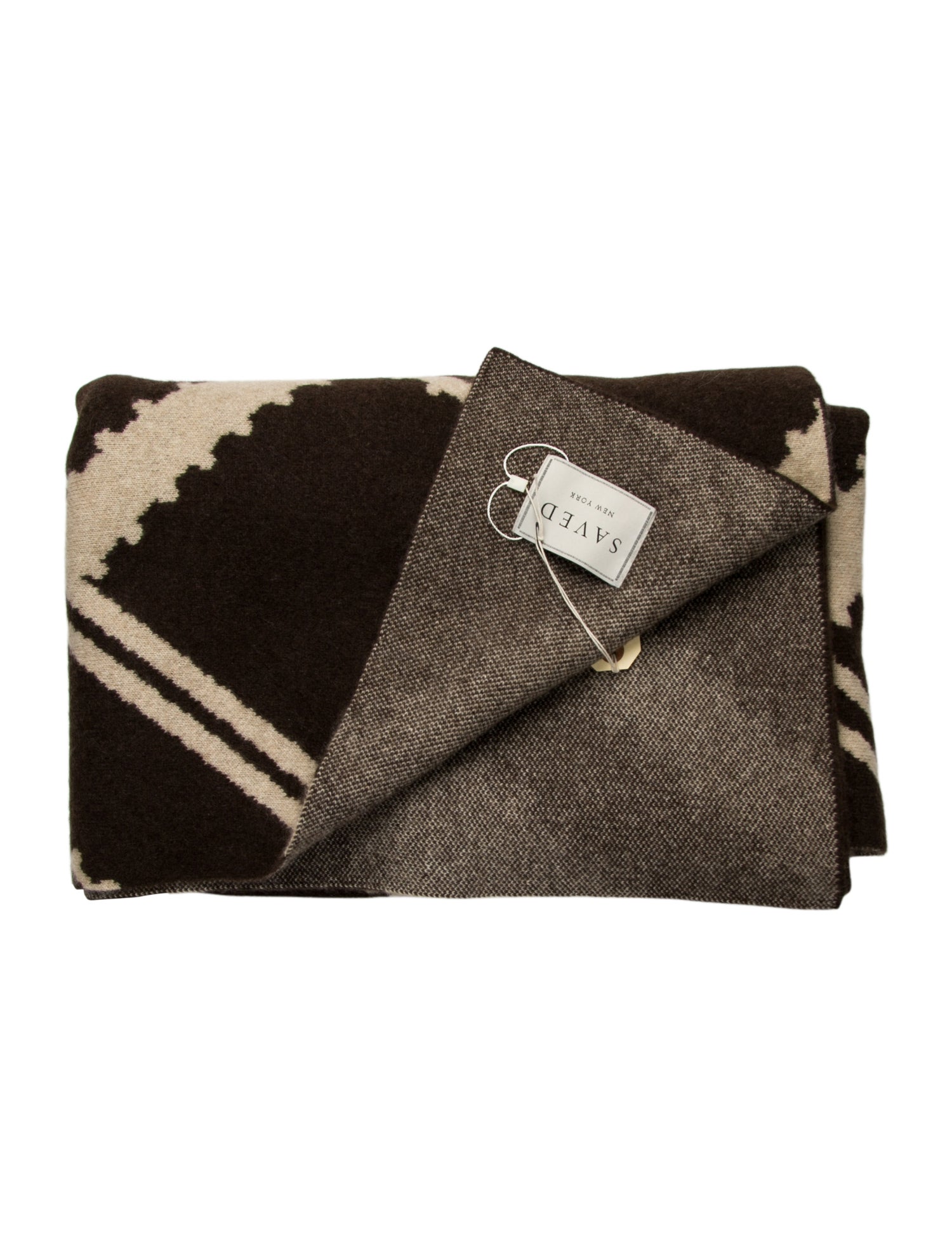 Saved NY Blockprint Cashmere Throw Blanket
