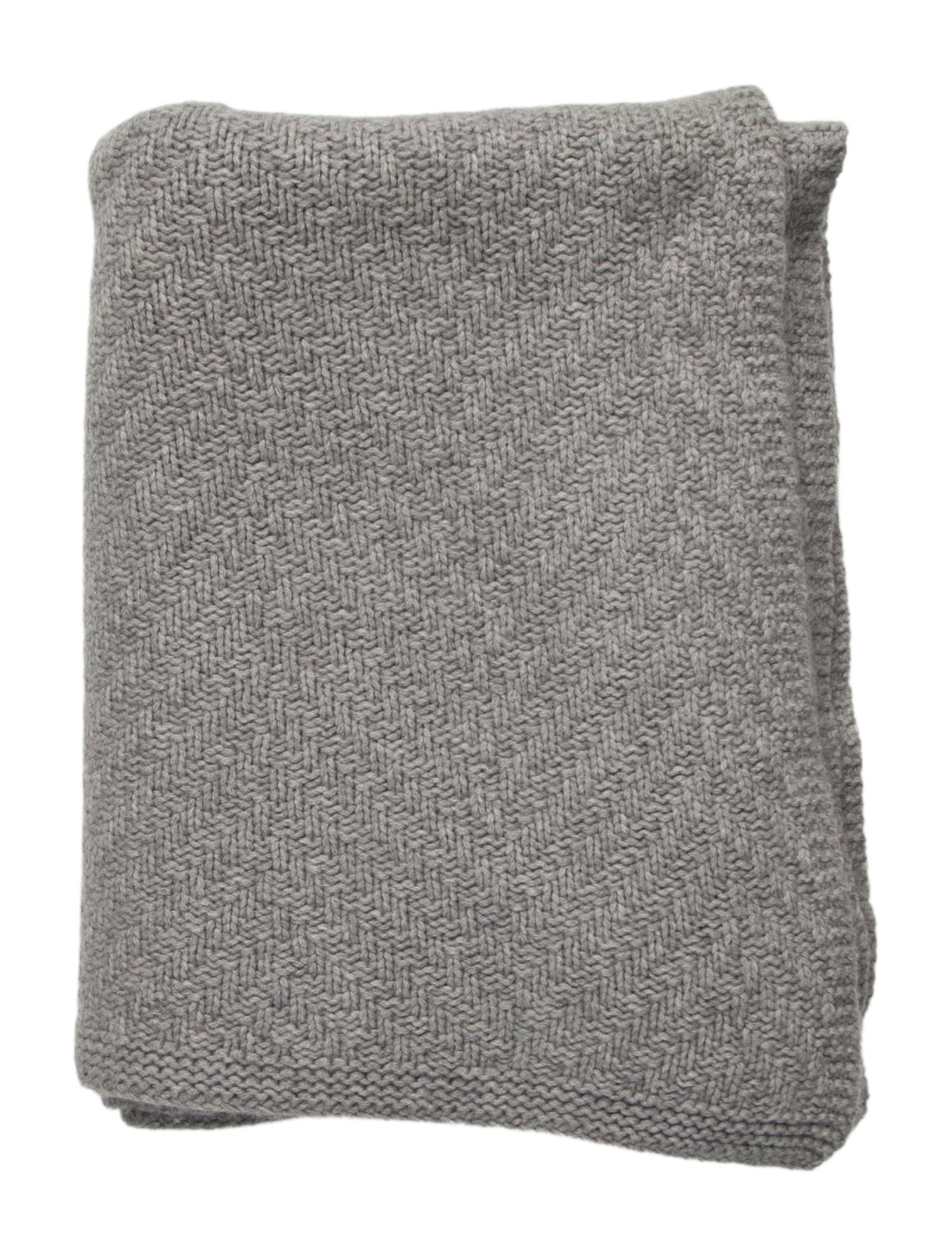 Saved NY Herringbone Knit Cashmere Throw Blanket