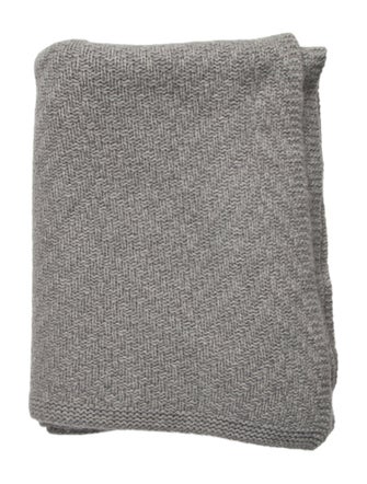 Saved NY Herringbone Knit Cashmere Throw Blanket