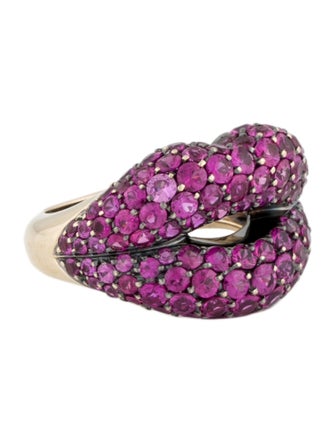 Solange Azagury-Partridge 18K Ruby Hotlips Pavé Ring