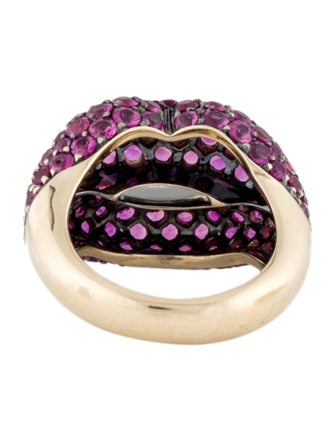 Solange Azagury-Partridge 18K Ruby Hotlips Pavé Ring