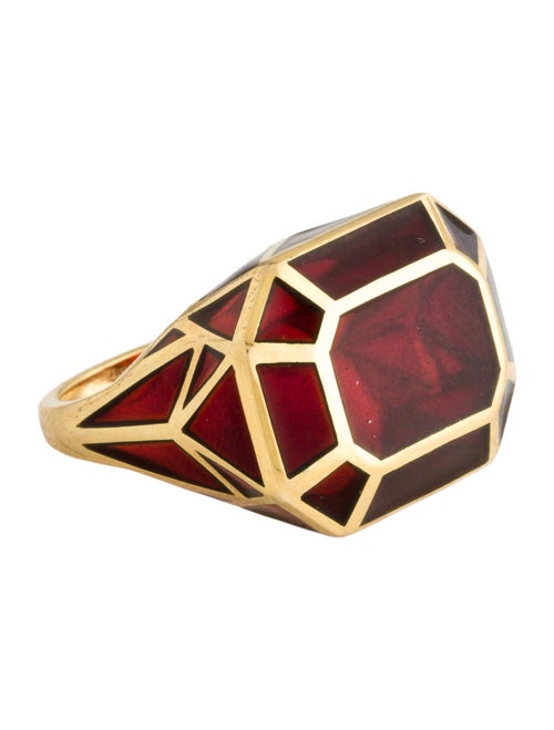 Solange Azagury-Partridge 18K Real Fake Rectangular Enamel Ring