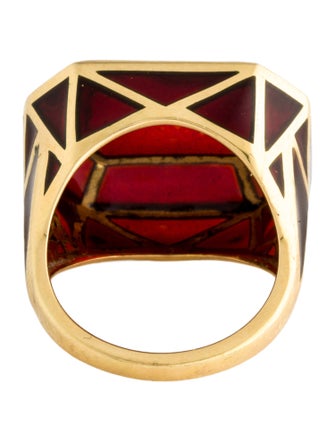 Solange Azagury-Partridge 18K Real Fake Rectangular Enamel Ring