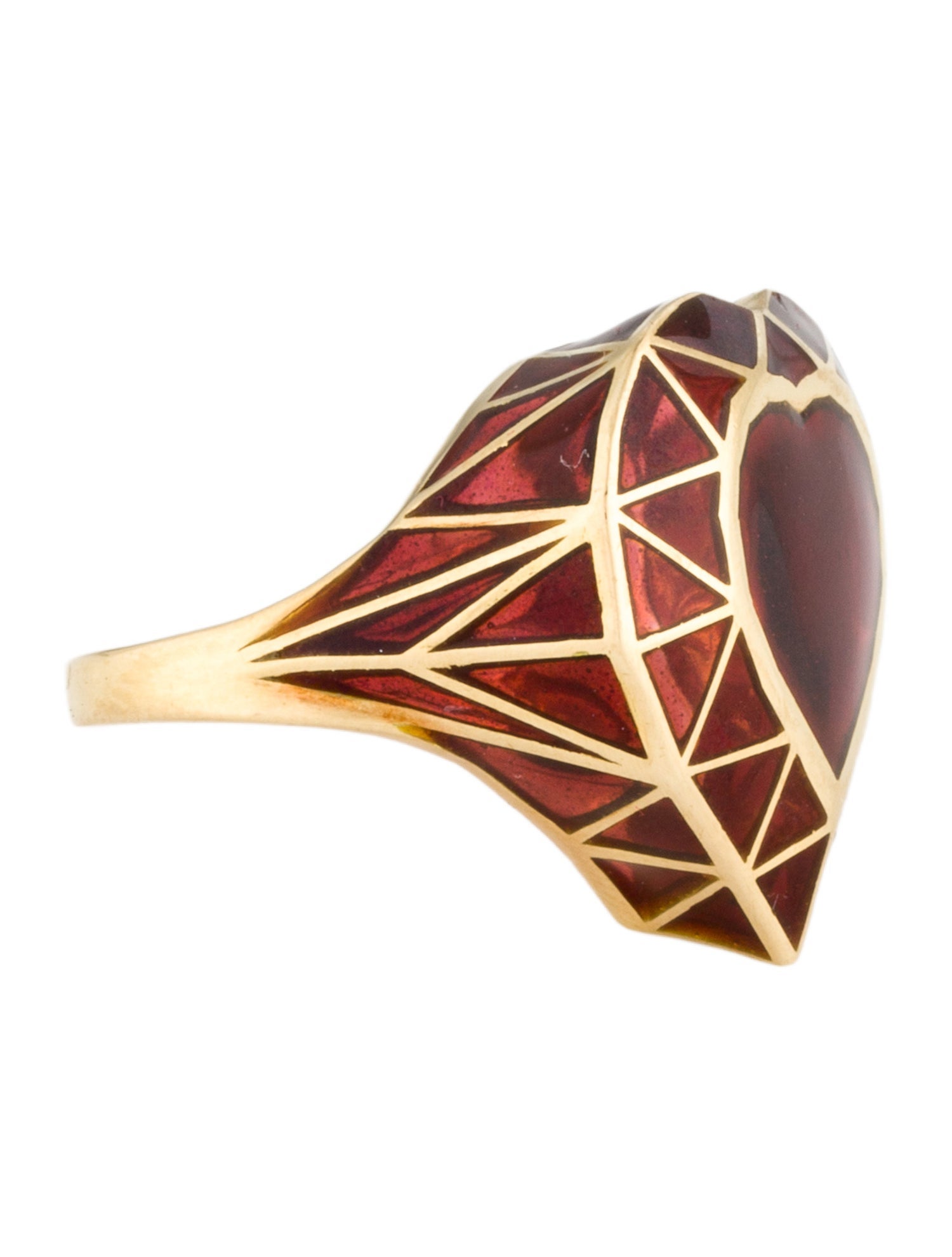 Solange Azagury-Partridge 18K Enamel Real Fake Heart Cocktail Ring