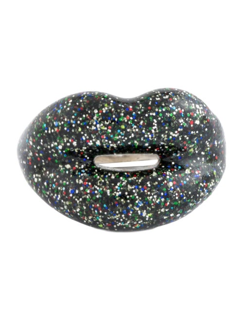 Solange Azagury-Partridge Glitter Resin Black Hot Lips Ring