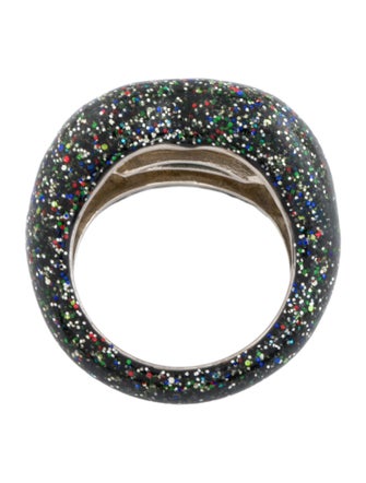 Solange Azagury-Partridge Glitter Resin Black Hot Lips Ring