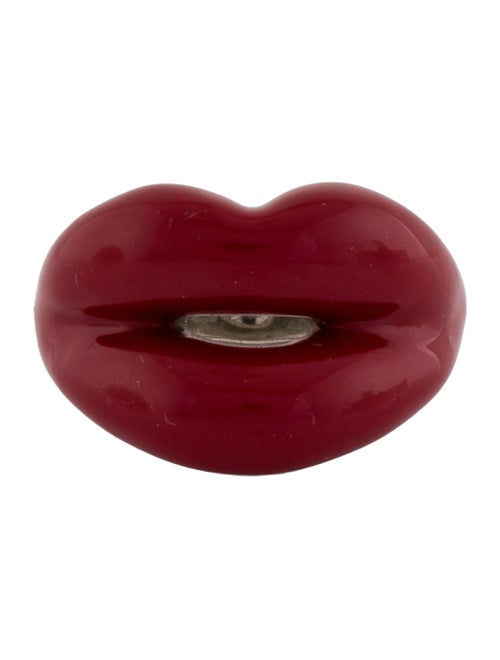 Solange Azagury-Partridge Enamel Hot Lips Cocktail Ring