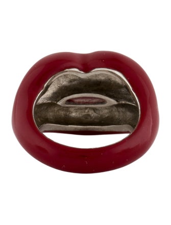 Solange Azagury-Partridge Enamel Hot Lips Cocktail Ring