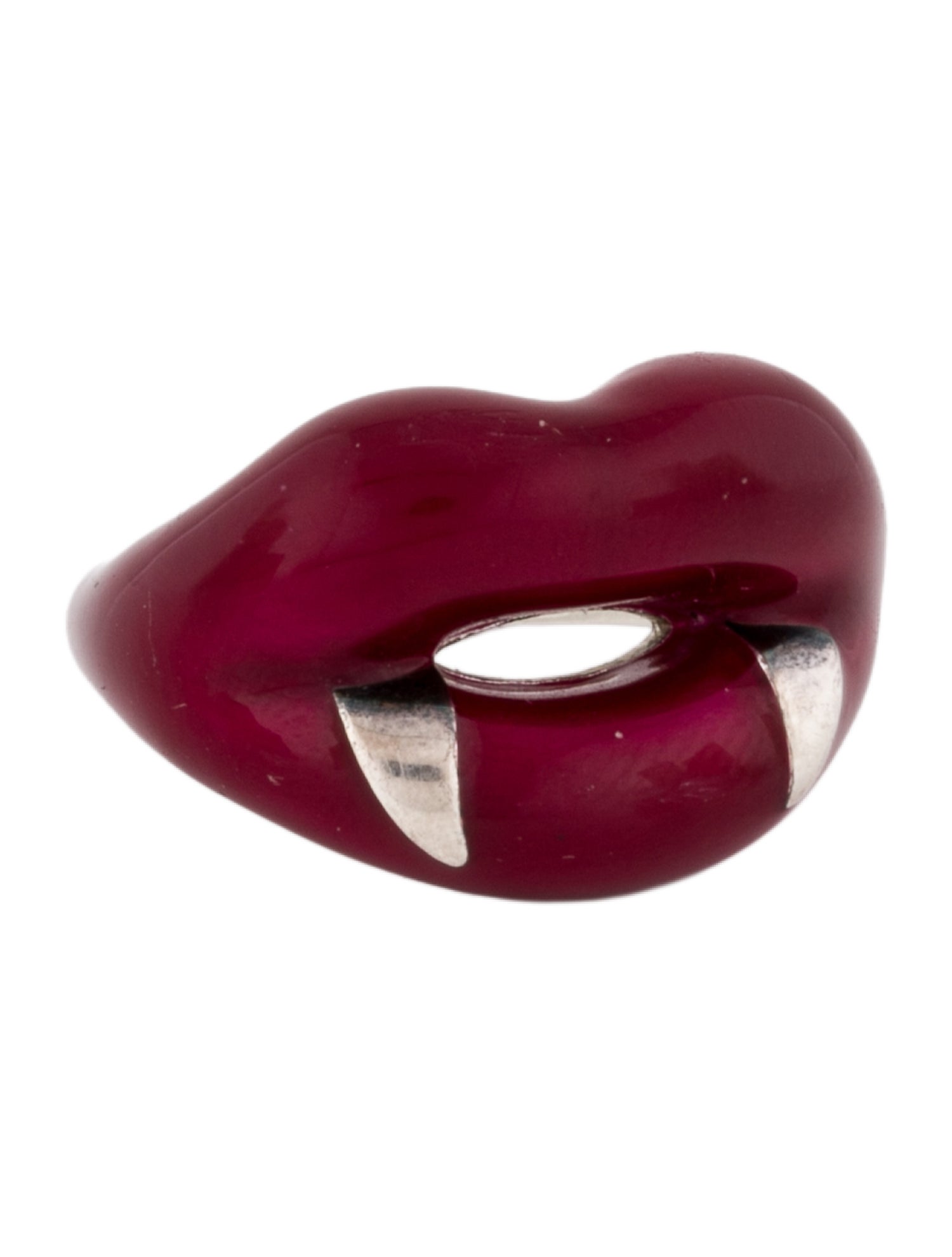 Solange Azagury-Partridge Enamel Vamp Hot Lips Cocktail Ring