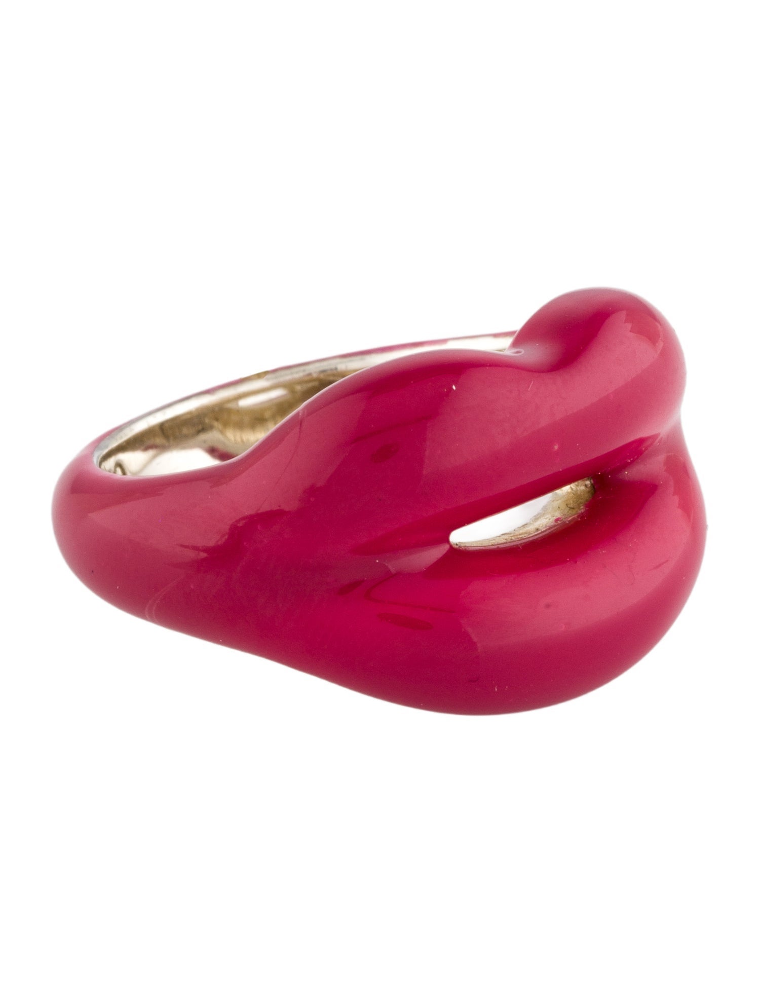 Solange Azagury-Partridge Enamel Dusky Pink Hotlips Ring