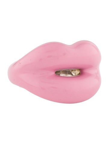 Pre-owned Hot Lips By Solange Enamel Pink Ring