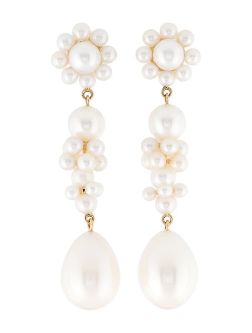 Sophie Bille Brahe 14K Pearl Fleur Drop Earrings