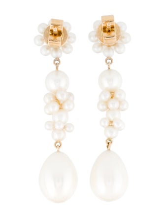 Sophie Bille Brahe 14K Pearl Fleur Drop Earrings