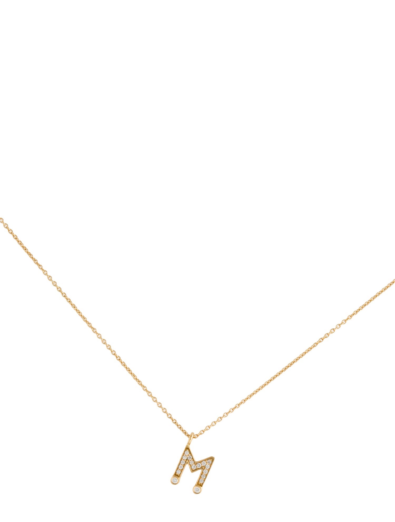 Sophie Bille Brahe 18K Diamond Simple Letter 'M' Pendant Necklace