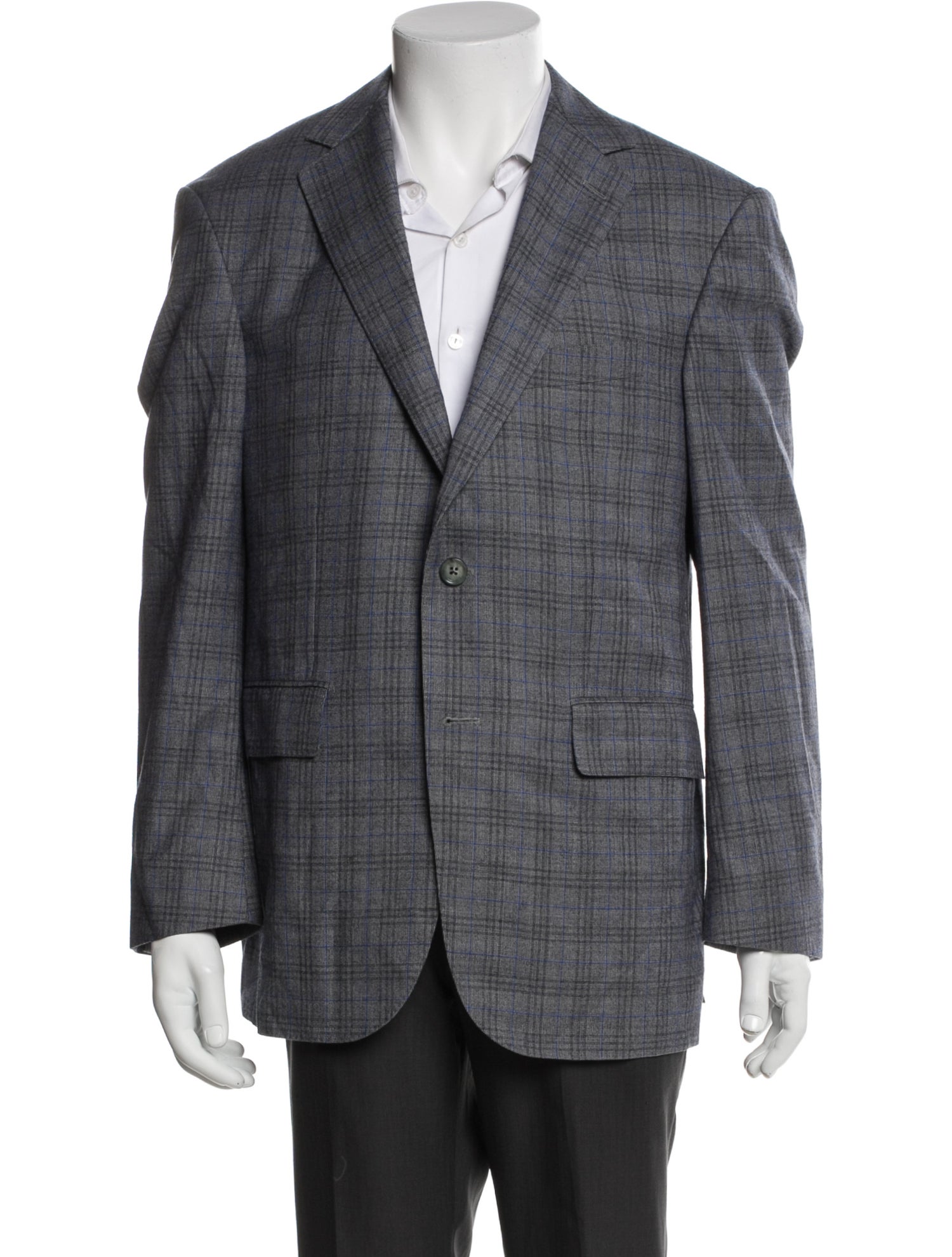 Scabal Wool Plaid Print Blazer
