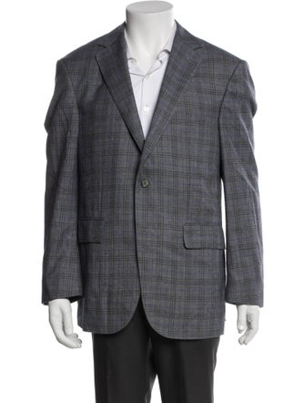 Scabal Wool Plaid Print Blazer