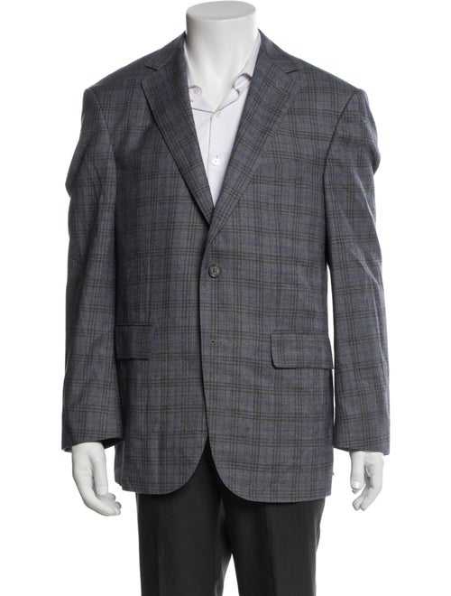 Scabal Wool Plaid Print Blazer