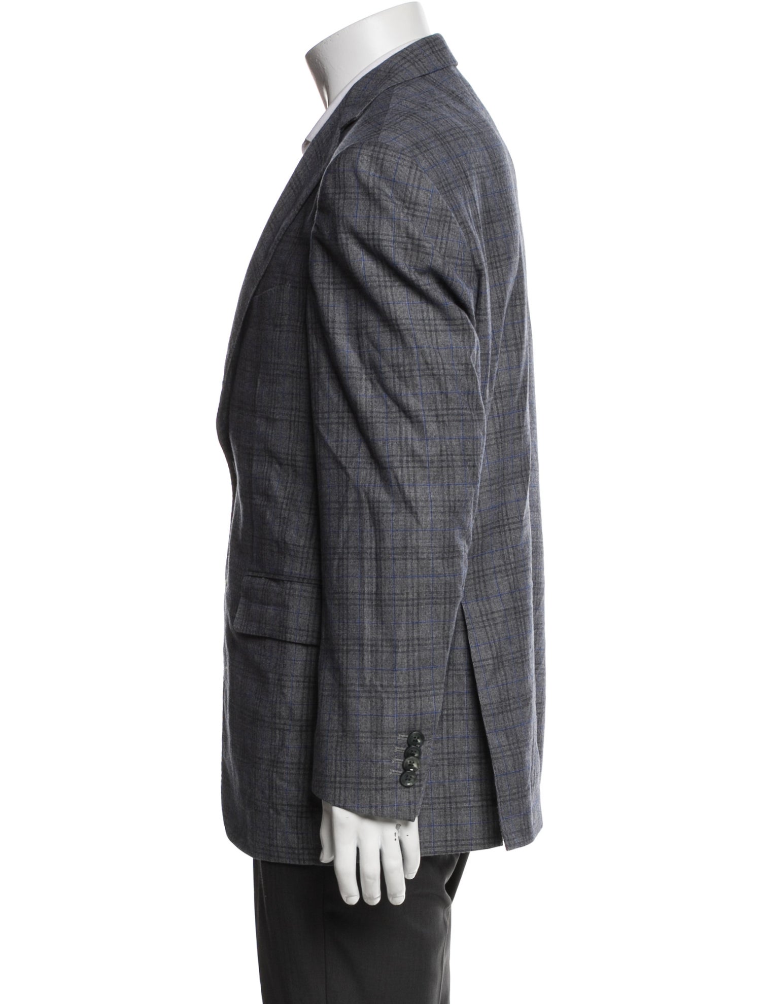 Scabal Wool Plaid Print Blazer