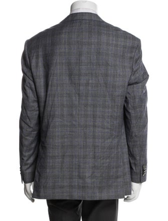 Scabal Wool Plaid Print Blazer