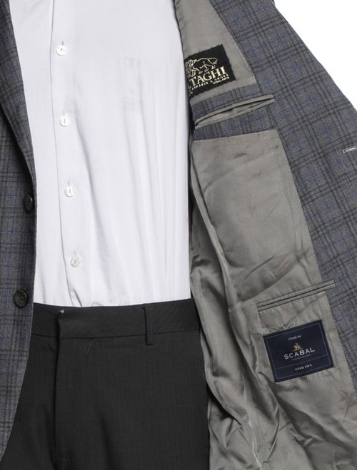 Scabal Wool Plaid Print Blazer