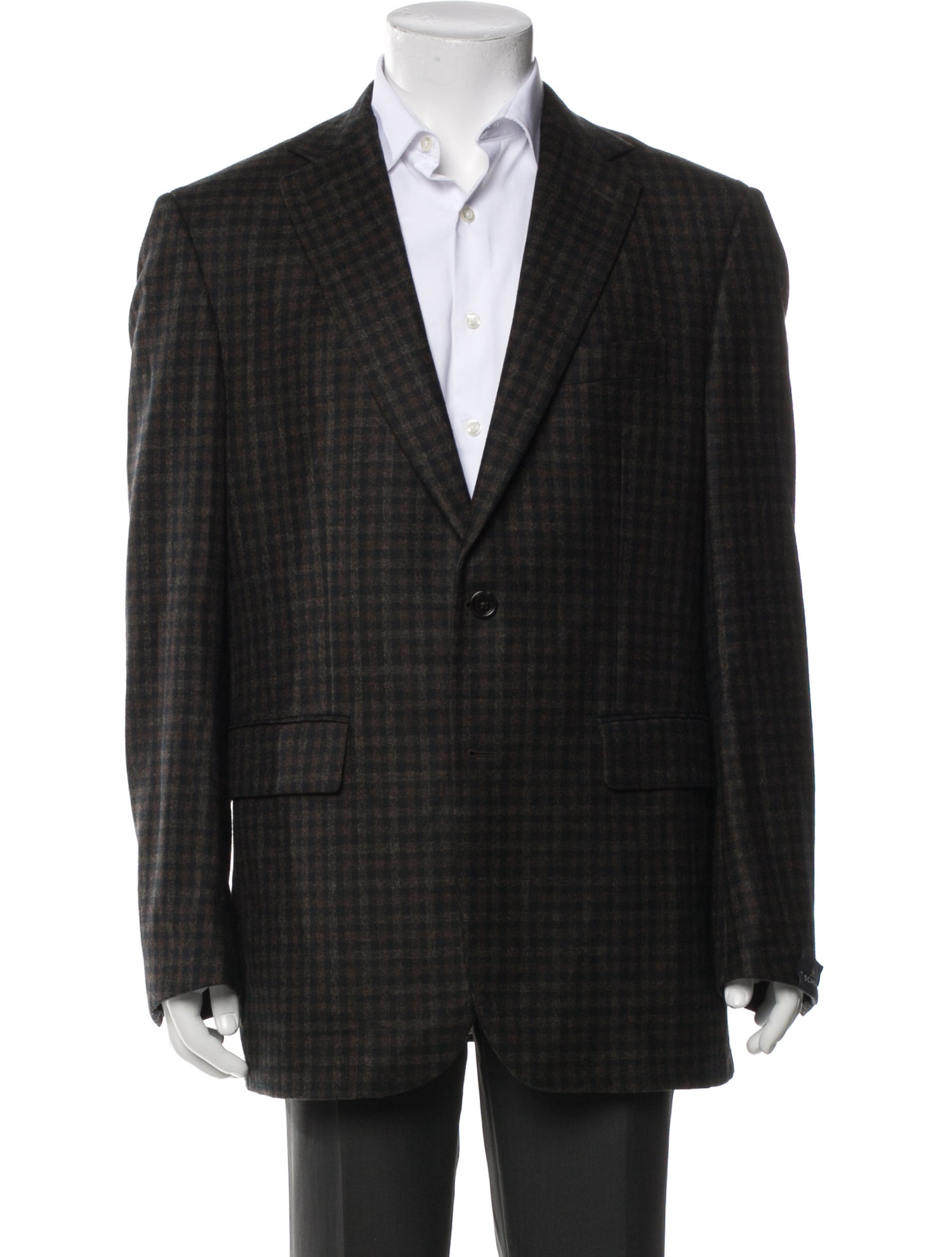 Scabal Wool Plaid Print Blazer