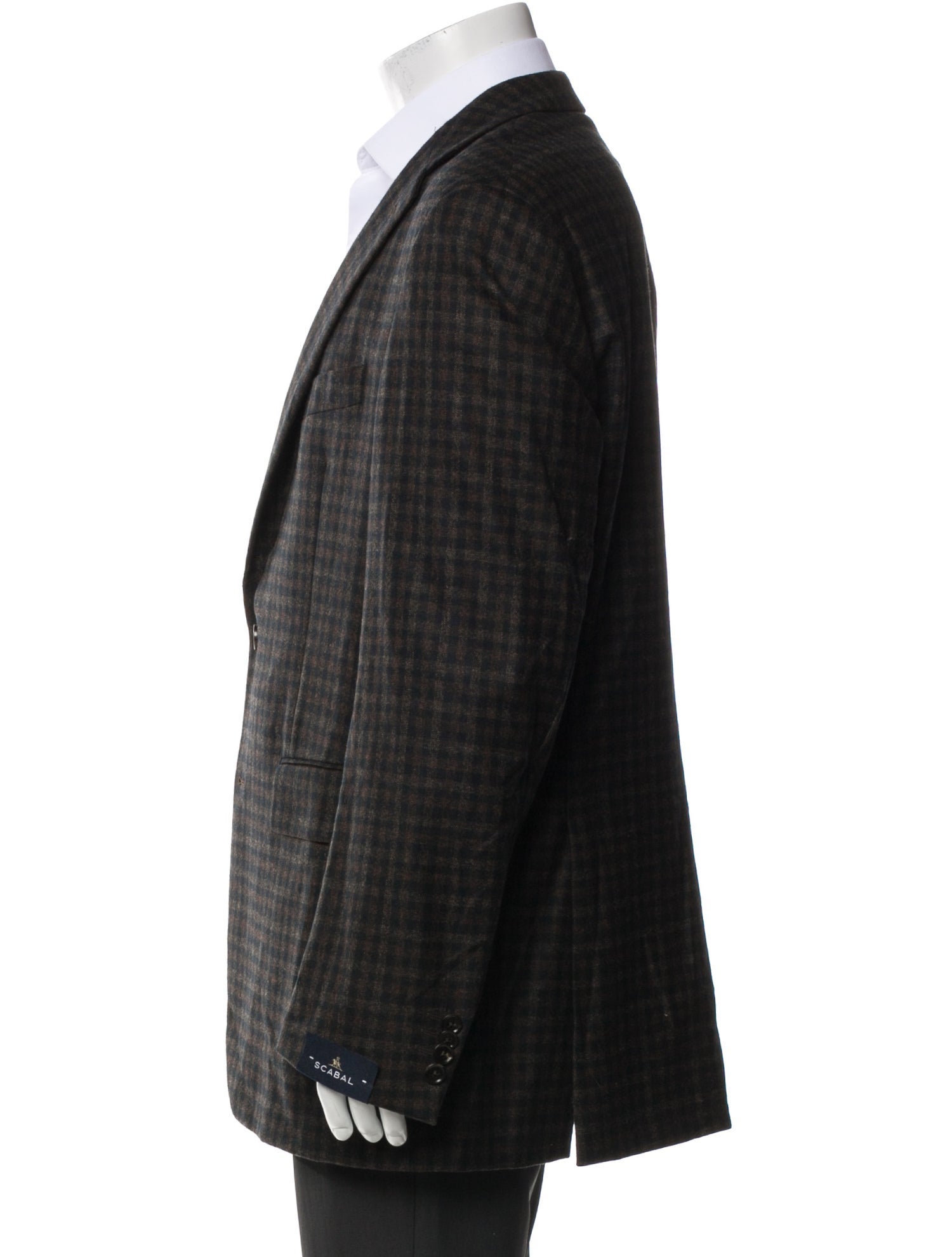 Scabal Wool Plaid Print Blazer
