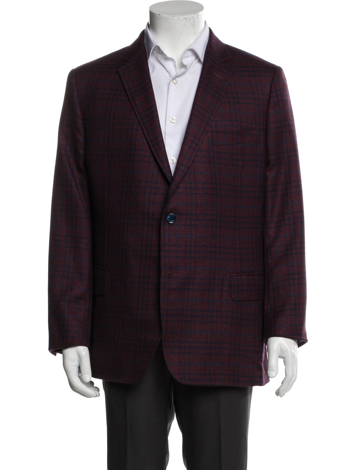 Scabal Cashmere Plaid Print Blazer