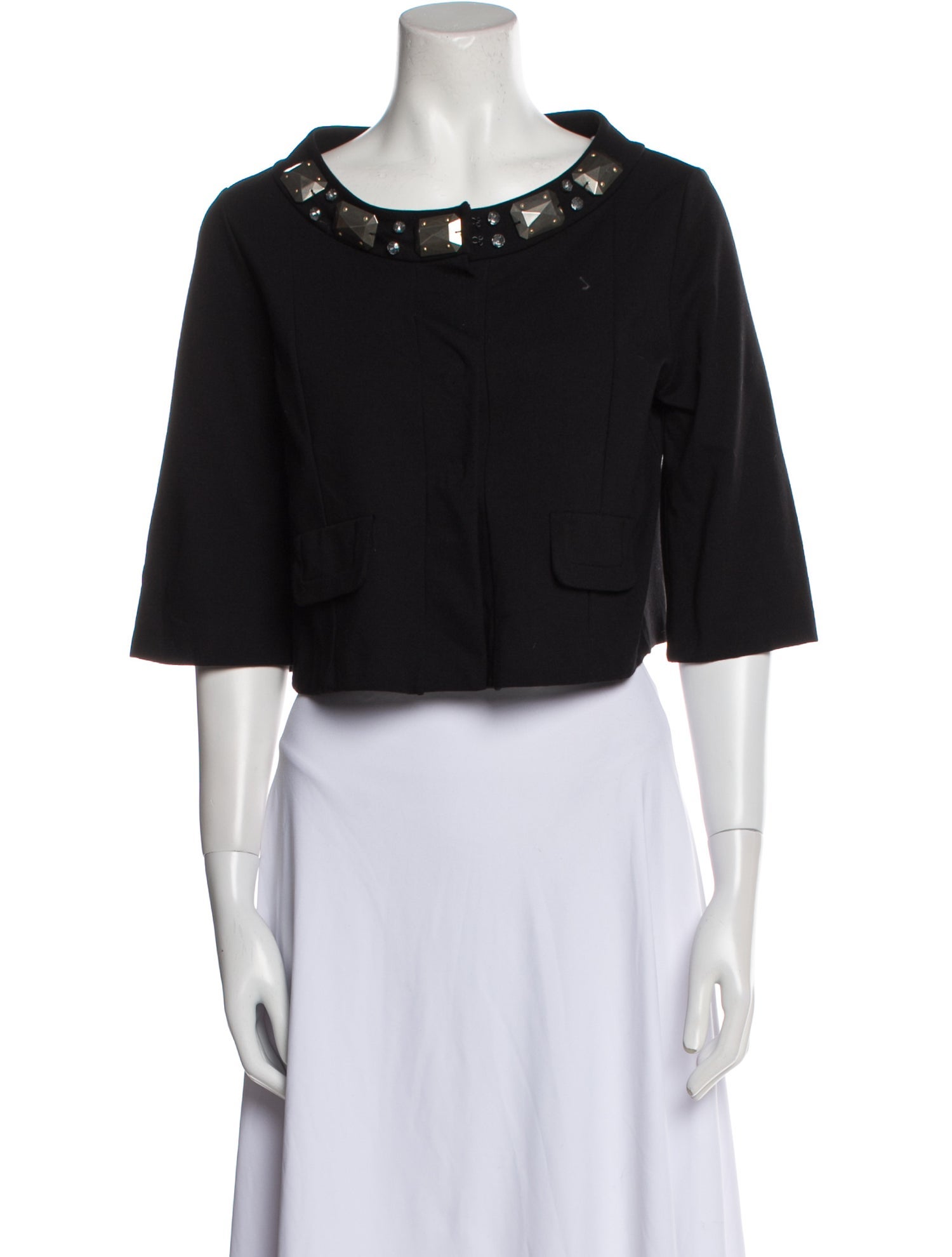 Schumacher Bateau Neckline Three-Quarter Sleeve Crop Top