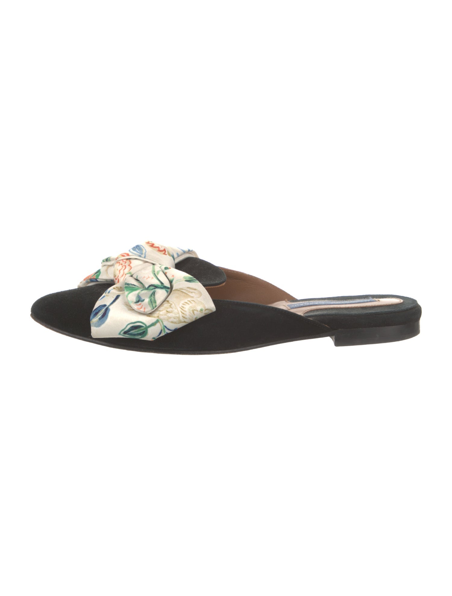 Schumacher Suede Floral Print Mules