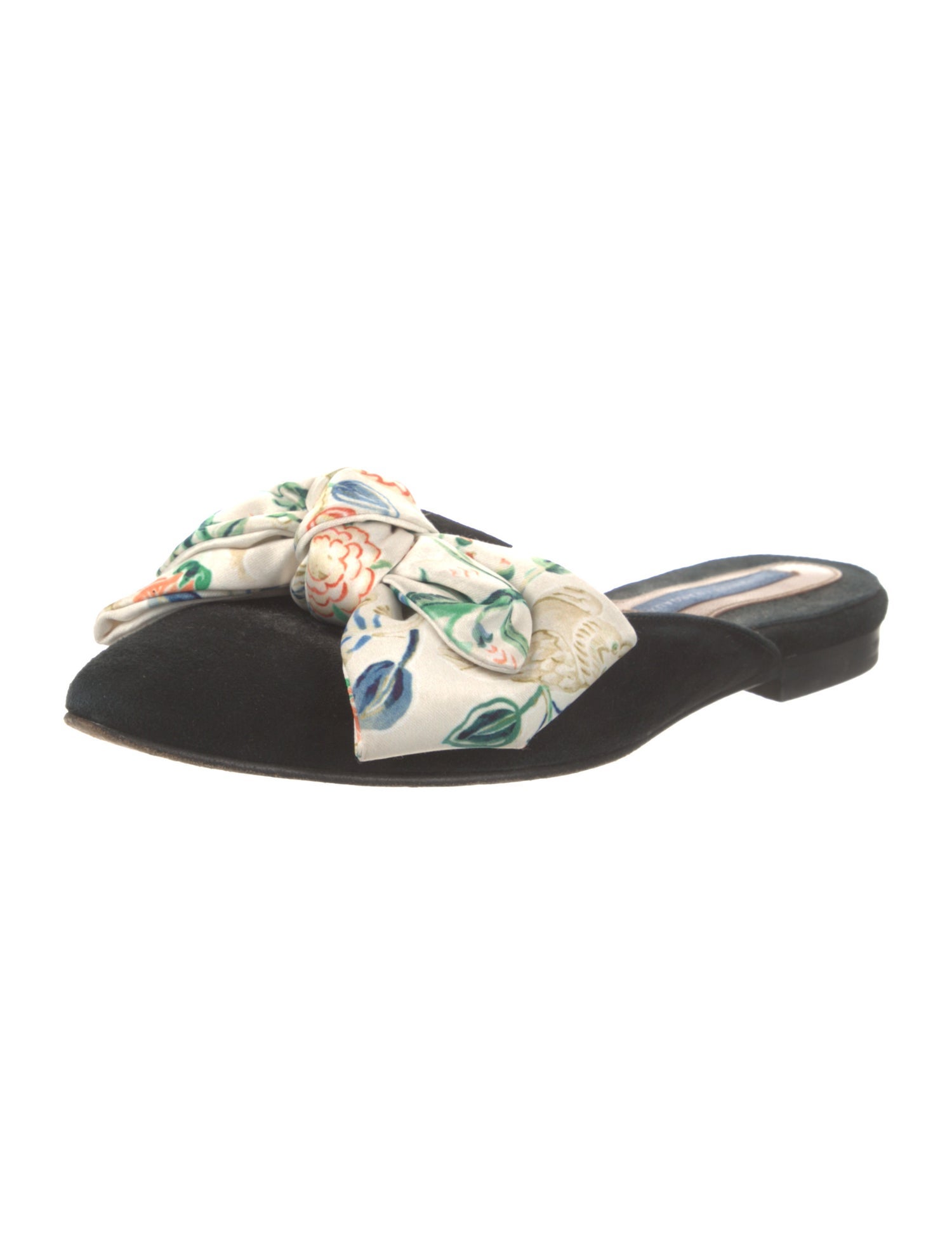 Schumacher Suede Floral Print Mules
