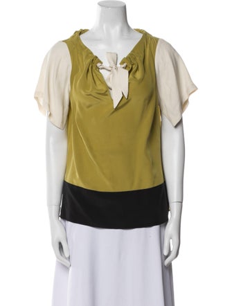 Schumacher Silk Colorblock Pattern Blouse