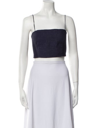 Scanlan Theodore Linen Square Neckline Crop Top
