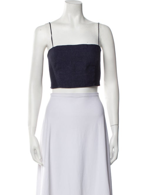 Scanlan Theodore Linen Square Neckline Crop Top