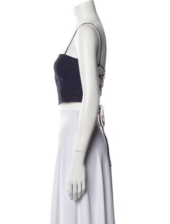 Scanlan Theodore Linen Square Neckline Crop Top