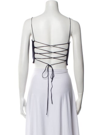 Scanlan Theodore Linen Square Neckline Crop Top