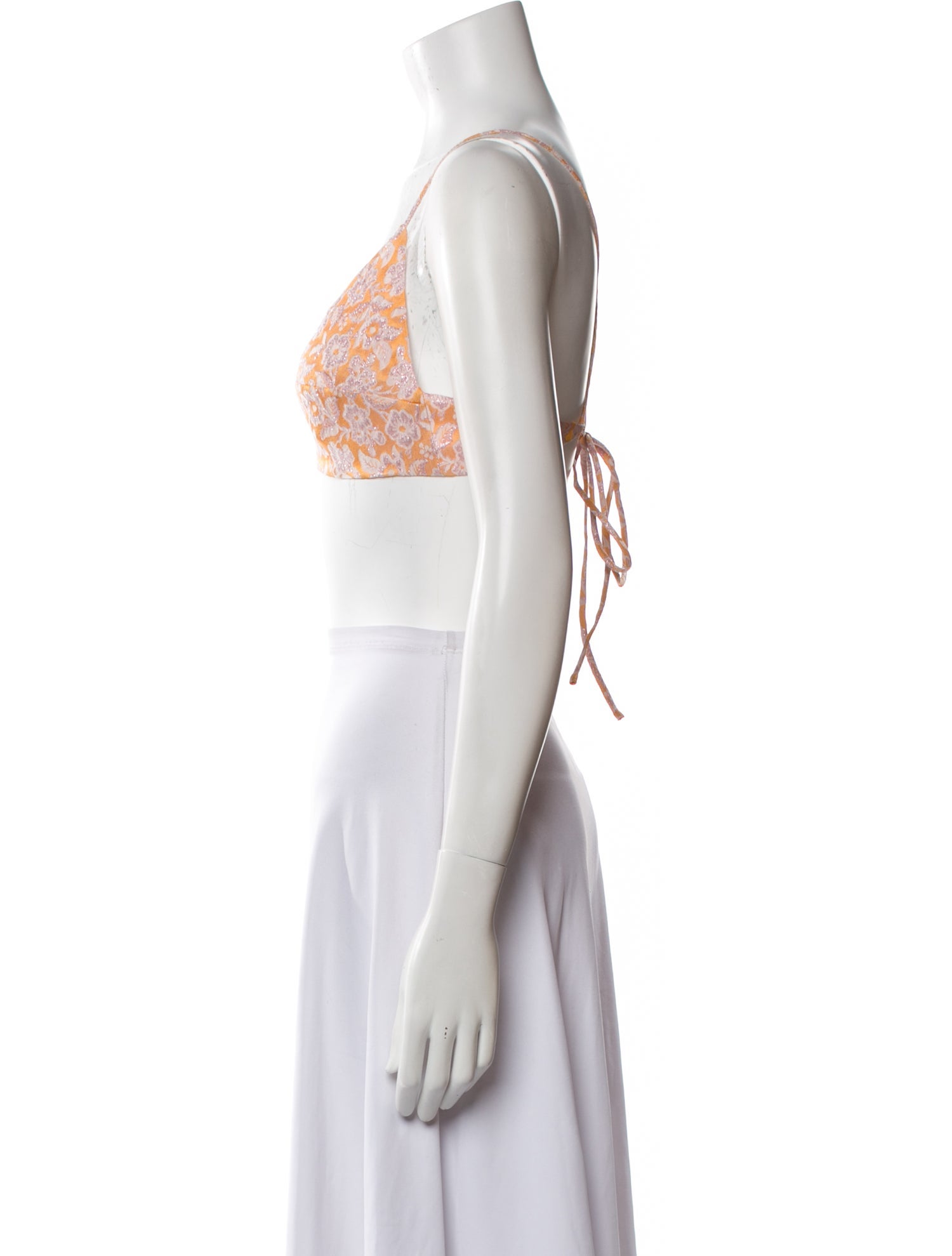 Scanlan Theodore Floral Print V-Neck Crop Top