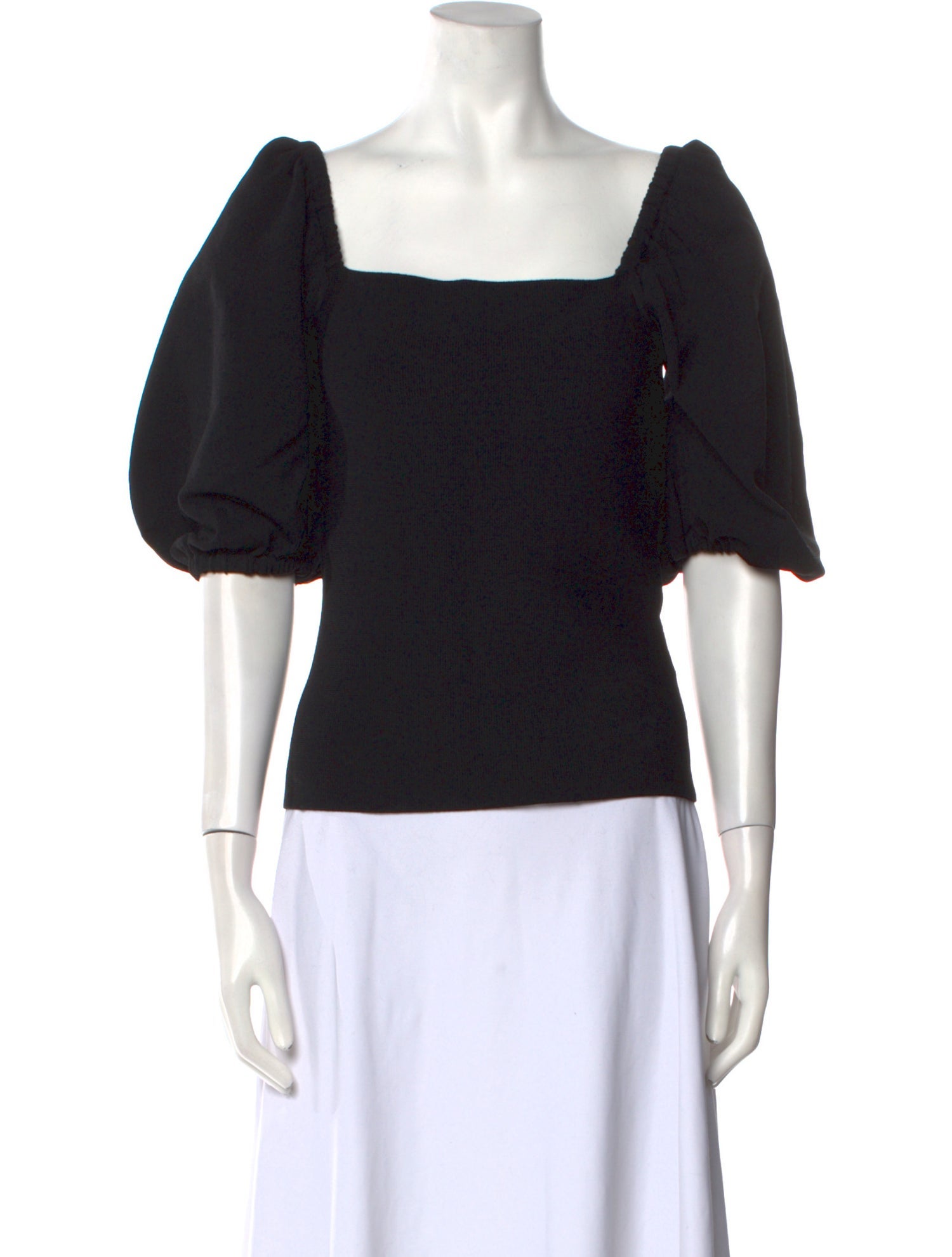 Scanlan Theodore Square Neckline Short Sleeve Crop Top