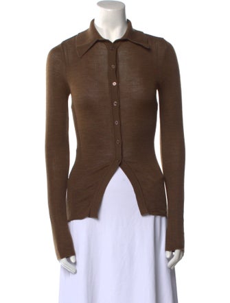 Scanlan Theodore Merino Wool Long Sleeve Button-Up Top