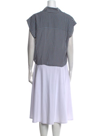 Scanlan Theodore Plaid Print Short Sleeve Button-Up Top