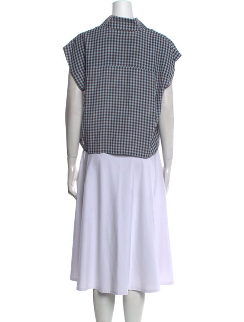 Scanlan Theodore Plaid Print Short Sleeve Button-Up Top