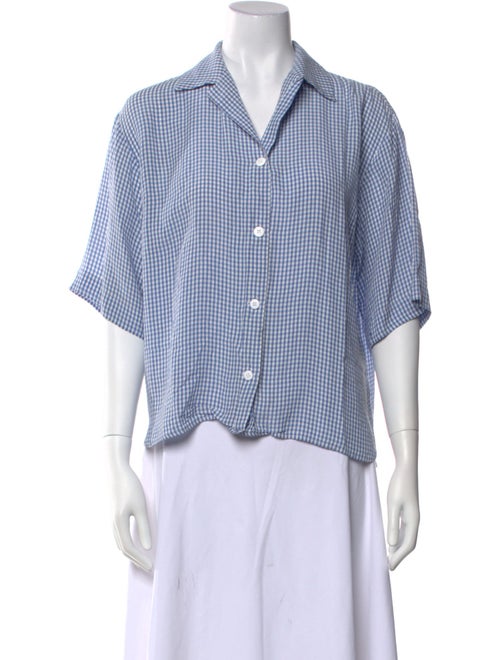 Scanlan Theodore Plaid Print Three-Quarter Sleeve Button-Up Top